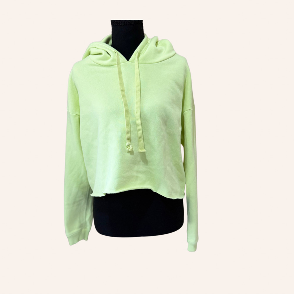 American Eagle Cropped Hoodie Neon Green Size M